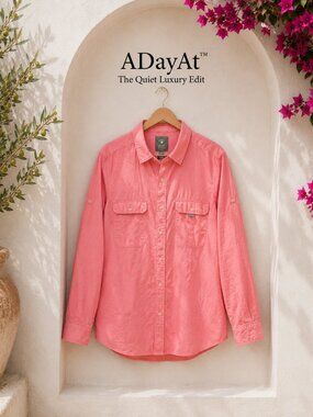 Insect Shield Long Sleeve Fishing Shirt Coral Outdoor Hiking Travel Camp L Men
